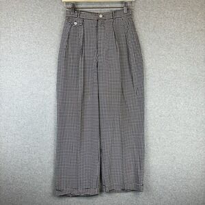 Ralph Lauren Pants Women 26 Silk Houndstooth Slacks Wide Leg Cuffed